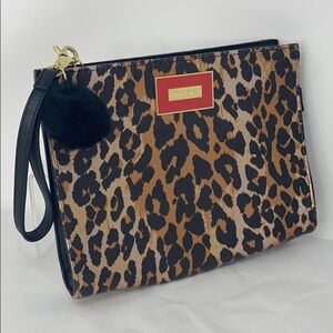Betsey Johnson Rose Gold Black Cheetah Wristlet